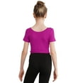 thumbnail image 2 of inhzoy Kids Girls Ballet Dance Crop Top Slit Irregular Hem Wrap Tops Gymnastics Short Sleeve T-Shirt Hot Pink 3-4, 2 of 6
