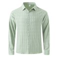 thumbnail image 2 of Jinhomg Cotton Knit Shirt for Men Dressy Casual Solid Color Button Down Shirts Big and Tall Comfy Long Sleeve Lapel Collar Business Shirts Work Wear Lighten Green S, 2 of 10