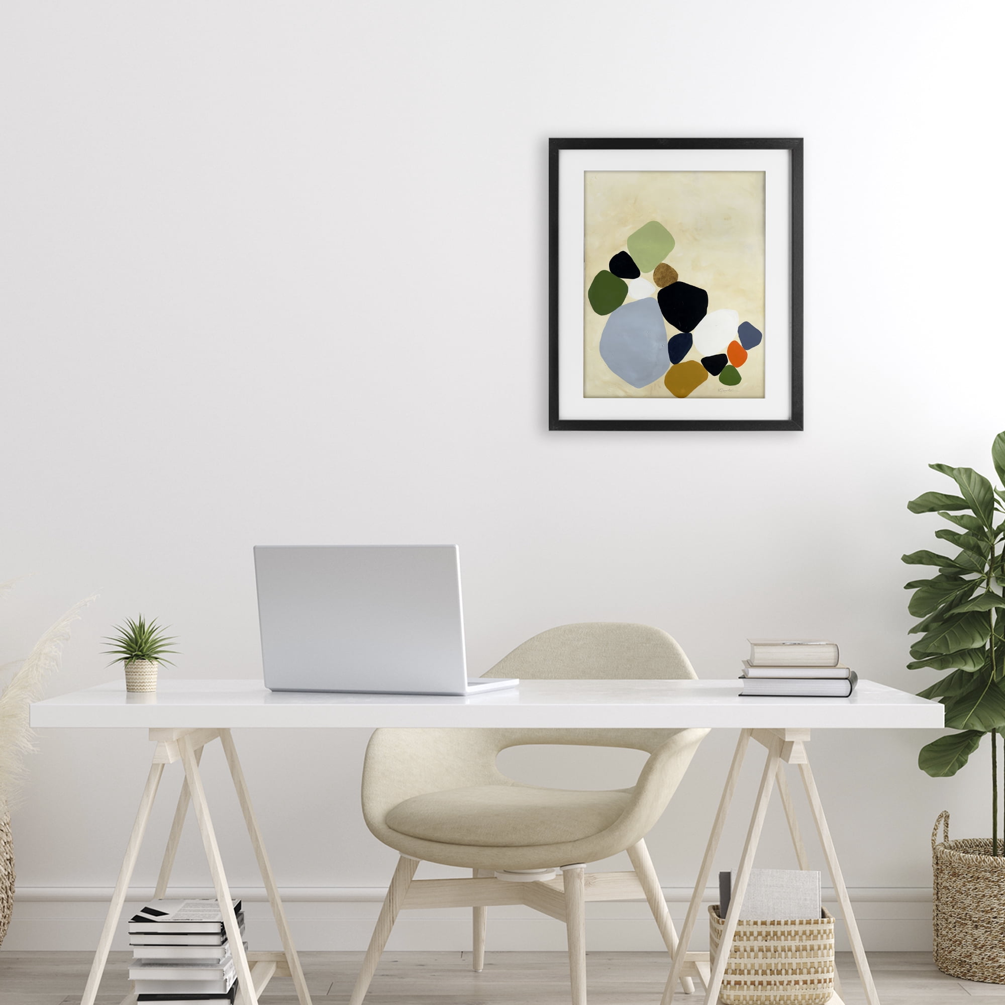 Stupell Industries Balanced Shapes Cluster Black Framed Print Under Glass, design by Ruth Fromstein