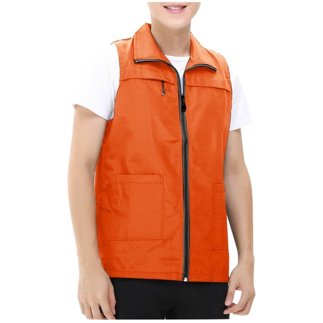 Gilet Blazer pour Hommes, Tissu en Suède pour la Sieste, Col Rabattu, Fermeture Éclair devant, Conception à Multiples Poches, Veste d'Extérieur Respirante