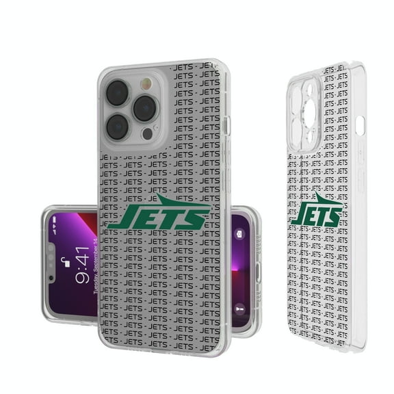 New York Jets iPhone Clear Text Backdrop Design Case
