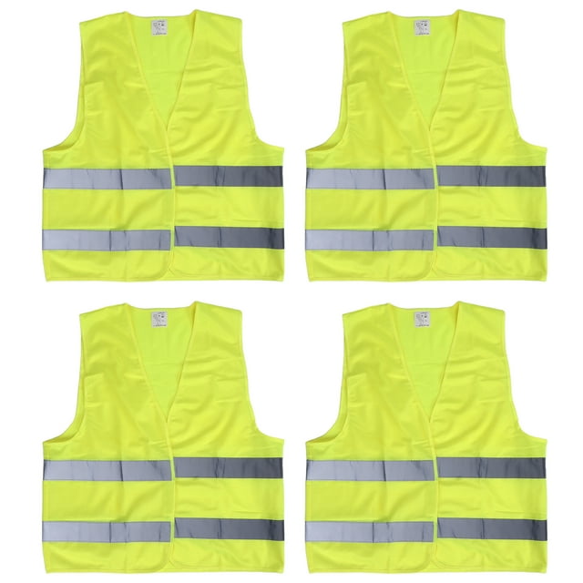 4 Uds chaleco de seguridad de alta visibilidad tira reflectante Amarillo Neón XXL para accidentes de tráfico hombres mujeres Jadeshay A