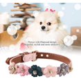 thumbnail image 4 of 1 Uds (1,3*34cm-rosa) Collar para mascotas con decoración floral, Collar ajustable de cuero PU para perros y gatos, perros pequeños y medianos, 4 of 5