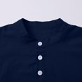thumbnail image 4 of WTOBBYMen's Pure Linen Long Sleeve Shirt with Double Chest Pockets, Loose Fit Breathable Button Up for Casual Vacation Style & Beach Relaxation Outfits,Navy 2XL, 4 of 4