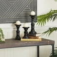 thumbnail image 2 of DecMode 3 Candle Black Mango Wood Turned Style Pillar Candle Holder, Set of 3, 2 of 8