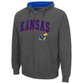 thumbnail image 2 of Men's Colosseum Charcoal Kansas Jayhawks Arch & Logo 3.0 Full-Zip Hoodie, 2 of 3