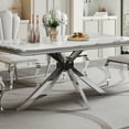 thumbnail image 5 of 70" Rectangular Dining Table for 6 People, Modern Faux Marble Kitchen Table with Stainless Steel Legs, Dining Table for Dining Room, Living Room, 5 of 7