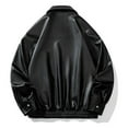 thumbnail image 7 of Maoxin Mens Jacket Men's Dashion Motorcycle Solid Color Vintage Button Pocket Leather Long Sleeved Hooded Jacket Plus Size Jackets for Men Black 2XL, 7 of 7