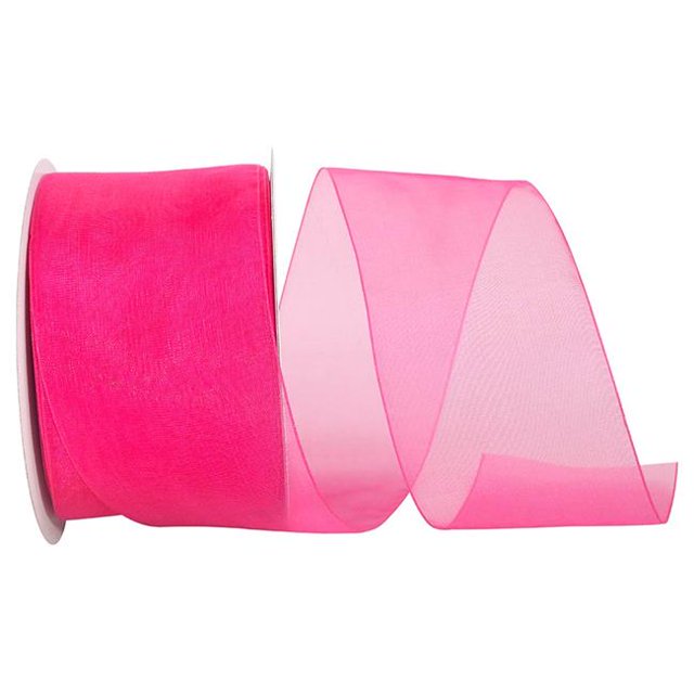 Reliant Ribbon 25621-175-40K 20.5 in. 50 Yards Chiffon Mono Sheer Ribbon, Shocking Pink