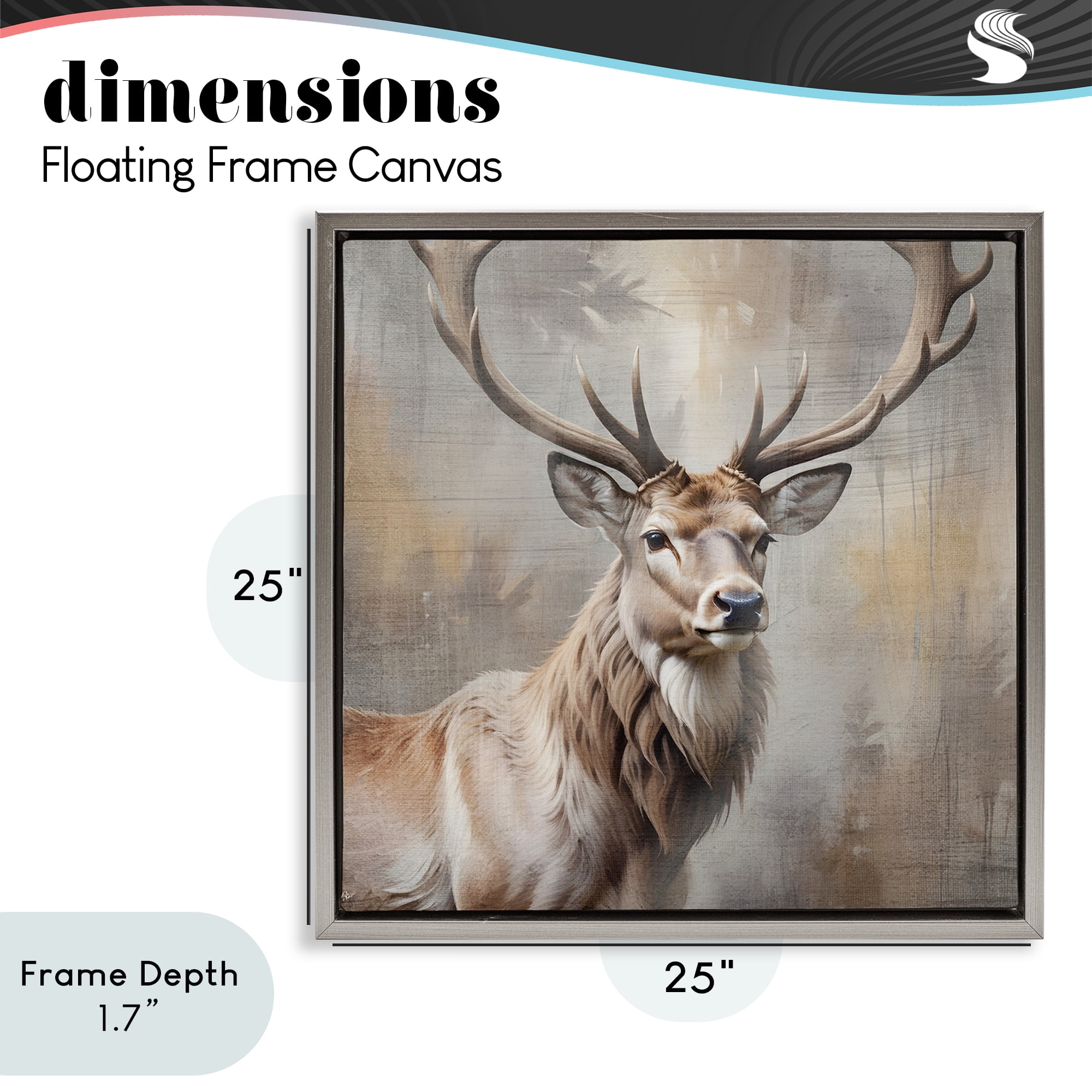 Stupell Industries Rustic Stag with Majestic Glance Gray Framed Floater Canvas Wall Art, design by Susan Arnot