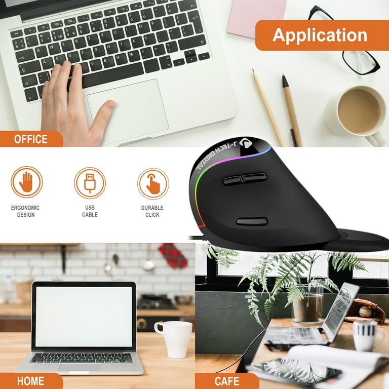J-Tech Digital Ergonomic USB Wired Vertical Mouse Computer Mice