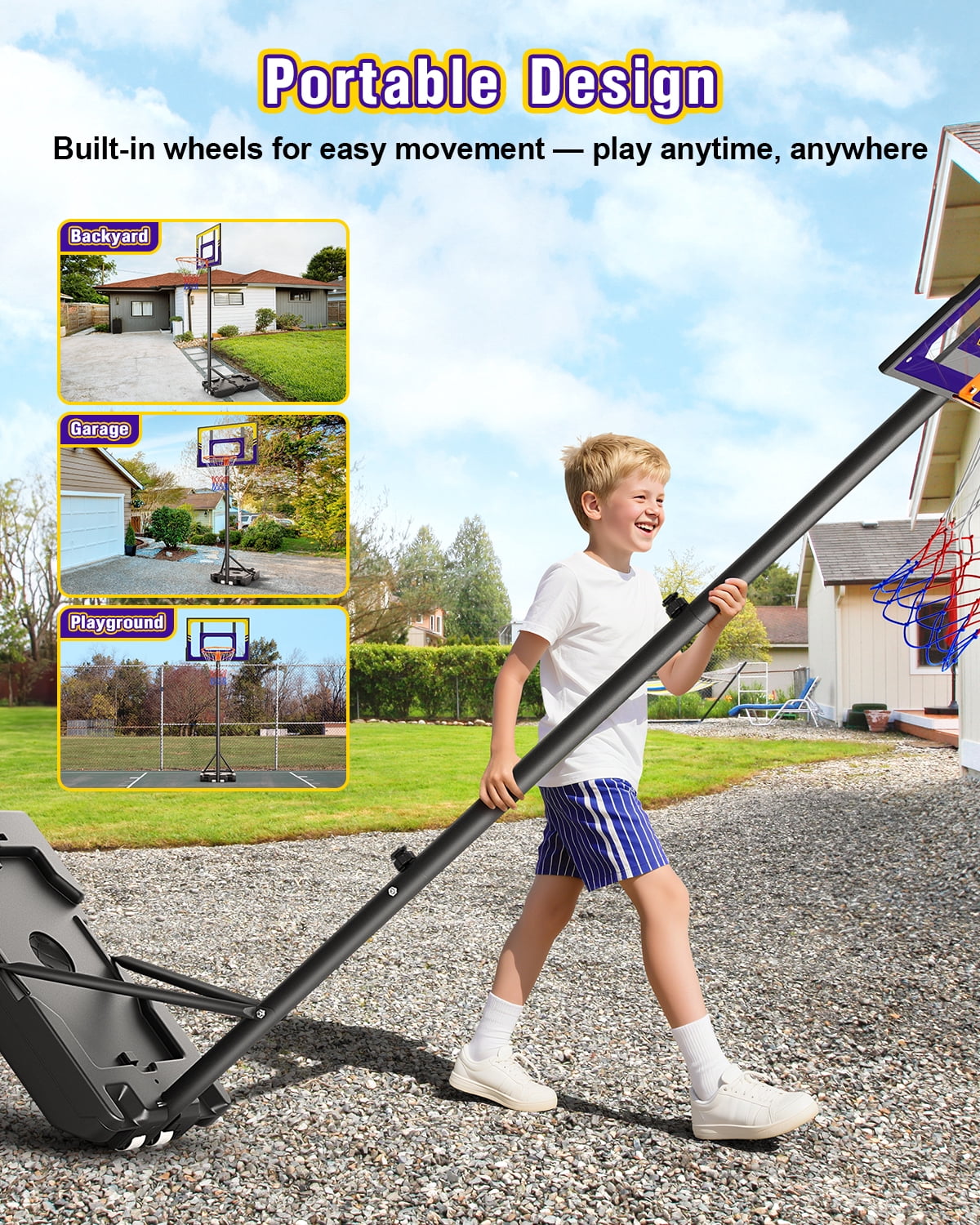 Tonbux Kids Basketball Hoop Adjustable 3.5-7ft, Portable Basketball Hoop & Goals for Kids/Teens/Youth in Backyard/Driveway/Indoor, Shatterproof PC Backboard and Multifuctional Base