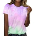 thumbnail image 5 of Fmbrln Womens Summer Short Sleeve T-Shirts Fashion Crew Neck Gradient Print Tops Casual Loose Vacation Beach Tees, 5 of 5