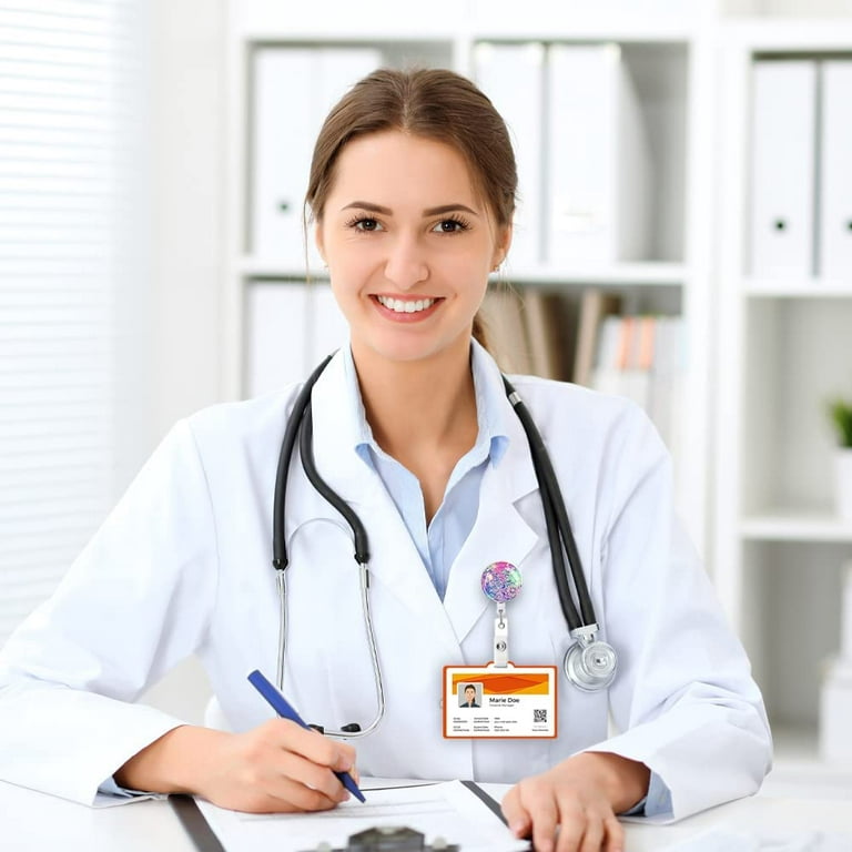 Retractable ID Badge Holder,Nurse Badge Reels with Clip,Name Card Holders  for Office Worker Doctor Nurse （Mandala 3 Pack ）