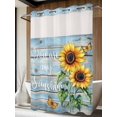 thumbnail image 4 of Yellow Sunflower No Hook Shower Curtain Waterproof,Bathroom Curtains with Snap in Liners and See Through Top Window,Butterfly Sunshine Blue Farmhouse Wood Hotel Bathtub Curtains Shower 48"Wx72"L, 4 of 8