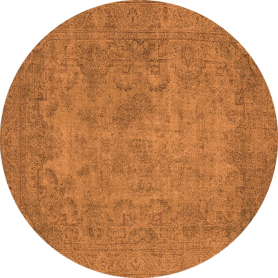 Ahgly Company Indoor Round Oriental Orange Industrial Area Rugs, 7' Round