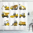 thumbnail image 1 of Ambesonne Construction Shower Curtain, Big Vehicles Art, 69"Wx75"L, Yellow Grey White, 1 of 3