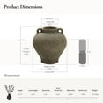 thumbnail image 2 of LuxenHome Rustic Brown Terracotta Cauldron 14 Inch Tall Vase, 2 of 8