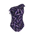 thumbnail image 4 of Yiaed Lavender Flowers Print Women One Piece Swimsuits Tummy Control One Shoulder Bathing Suits Pattern Ruffle Swimwear-Medium, 4 of 8