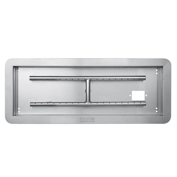 36 x 12 Inch Rectangular Stainless Steel Fire Pit Pan - 150,000 BTU Drop-in H-Burner Kit for Natural/Propane Gas - Indoor & Outdoor Use