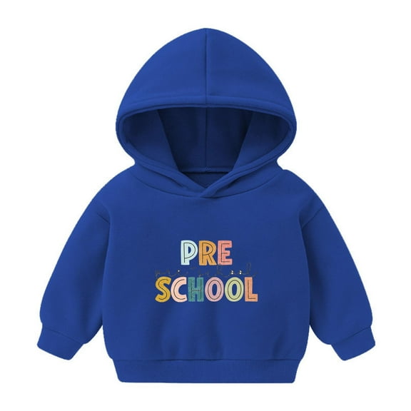 Odeerbi Kids Boys Girls Fleece Lined Hoodies Pre School Print Sweatshirt Winter Thermal Pullover Hooded Sweatshirts Children Long Sleeve Hoodie Sweatshirt Tops Kids Clothes Blue