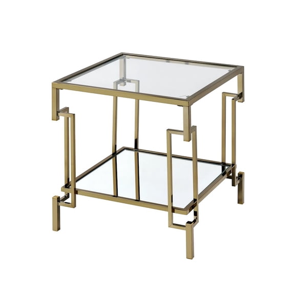 Furniture of America Anaheim Metal 1-Shelf End Table in Gold Champagne