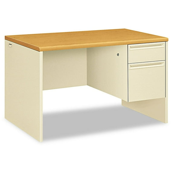 HON H38251.C.L 48 in. x 30 in. x 29.5 in. 38000 Series Right Pedestal Desk - Harvest/Putty