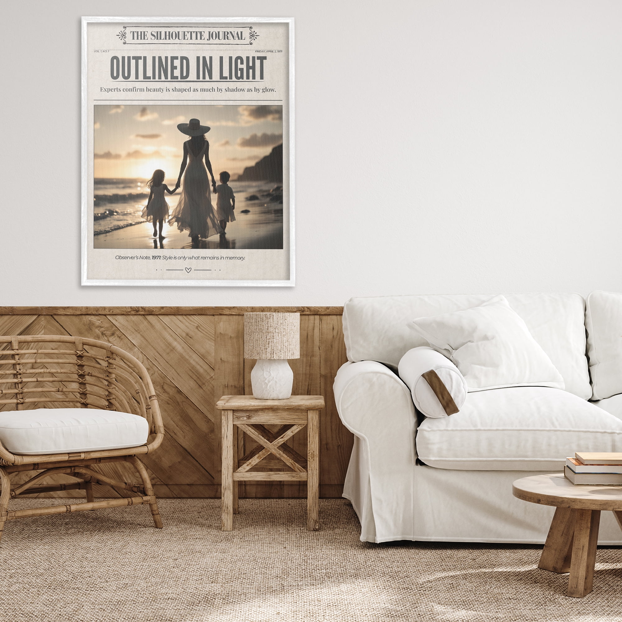 Stupell Industries Outlined In Light Newspaper White Framed Giclee Art, design by A Barefoot Stylist