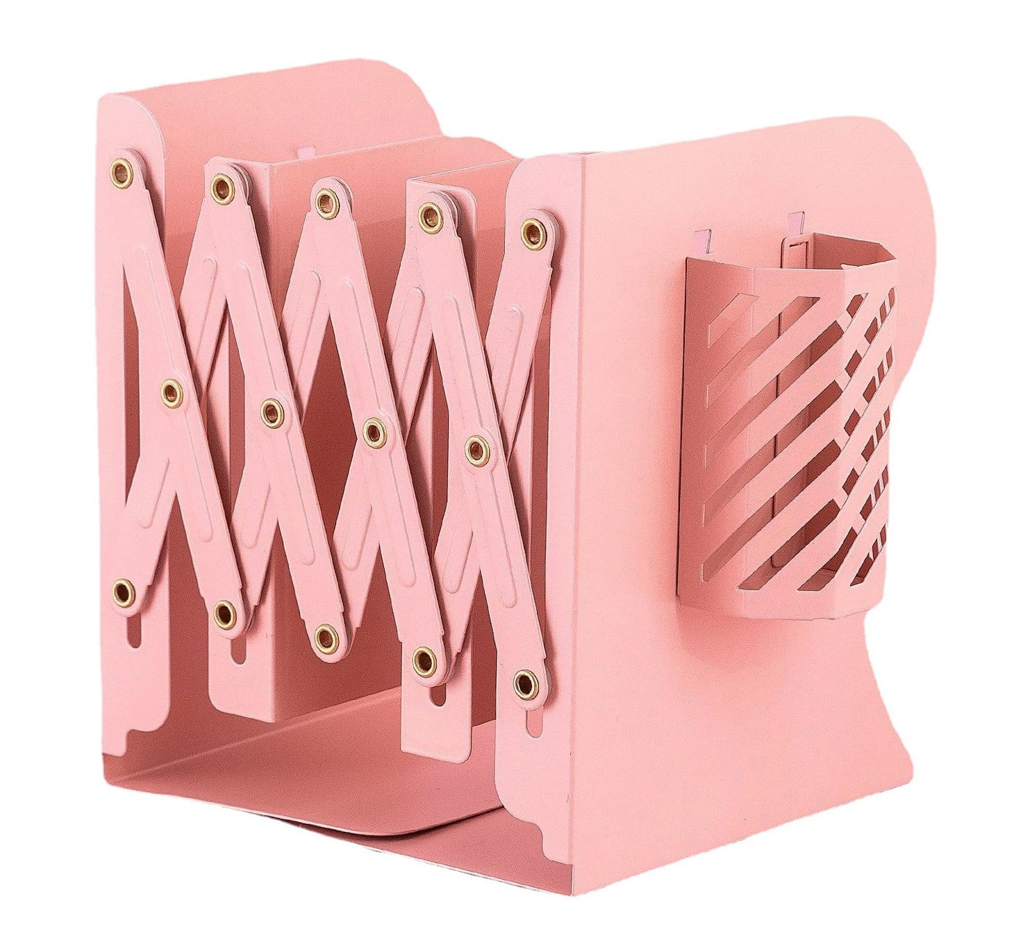 Happon Adjustable Bookends, 3 Compartments Decorative Metal Book