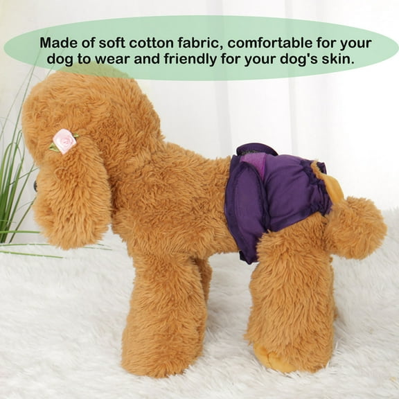 Washable Cotton Blends Female Dog Physical Pant Adjustable Doggies Doggy Pet Panties Purple L