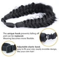 thumbnail image 2 of DIGUAN Messy Wide 2 Strands Synthetic Hair Braided Headband Classic Chunky Plaited Braids Elastic Stretch Plait Headband (Black), 2 of 3