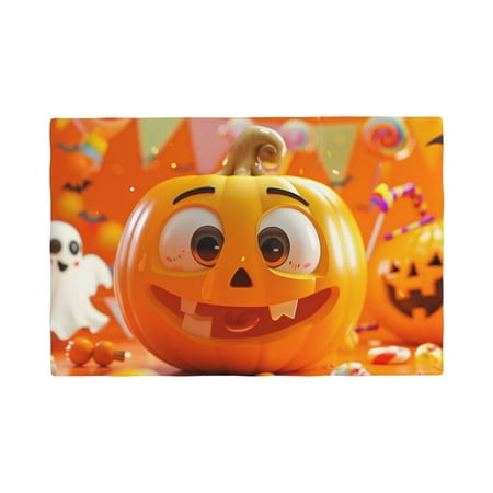 

Placemats Set of 6 Halloween Cute Cartoon Pumpkin (2) Place mats for Dining Table Indoor/Outdoor Cute Heat Resistant Washable Table Mats(18 x 12 )