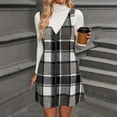 thumbnail image 6 of Plaid Dress for Women Winter Wool Blend Sleeveless Front Zip V Neck Tank A-Line Mini Dresses Christmas Outfits (2XL, Dark Gray), 6 of 6
