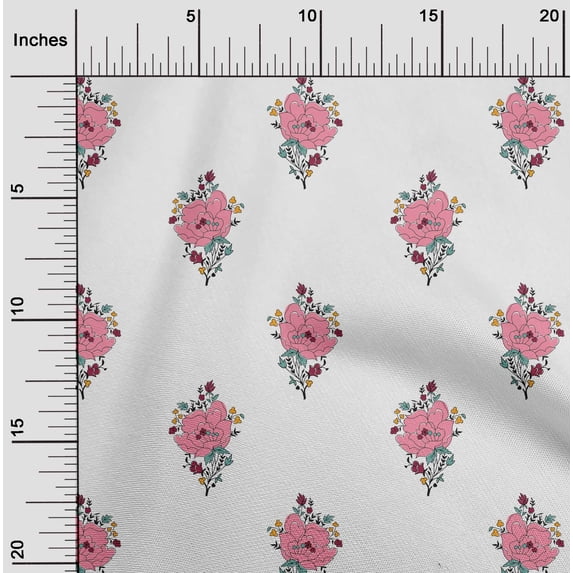 oneOone Cotton Poplin Fabric Leaves & Floral Block Fabric Prints By Yard 56 Inch Wide