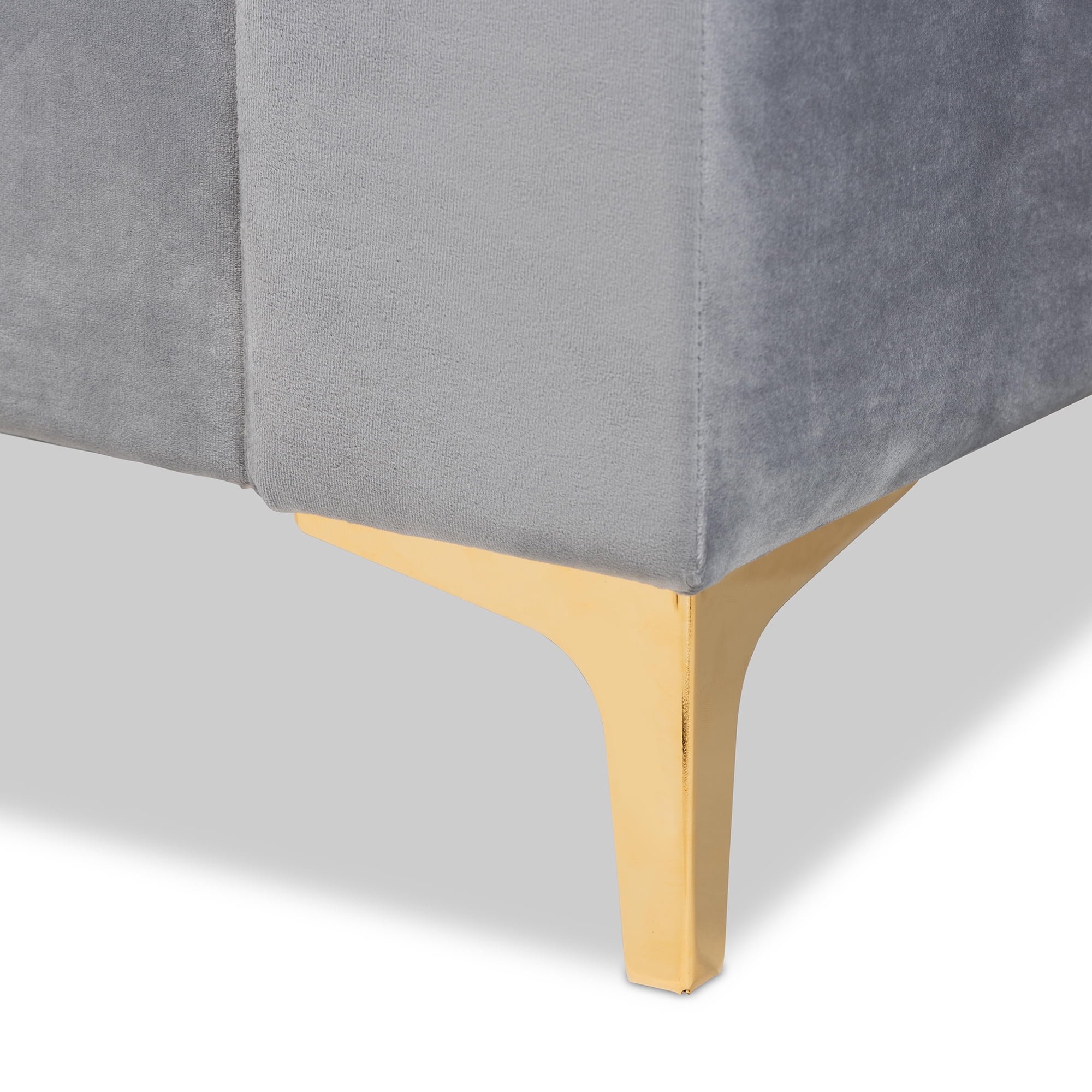 Baxton Studio Oksana Modern Contemporary Glam and Luxe Light Grey Velvet Fabric Upholstered and Gold Finished Twin Daybed