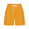 thumbnail image 4 of Summer Shorts for Women Knee Length Elastic Waist Bermuda Shorts Comfy Loose Casual Sports Shorts with Pockets, 4 of 5