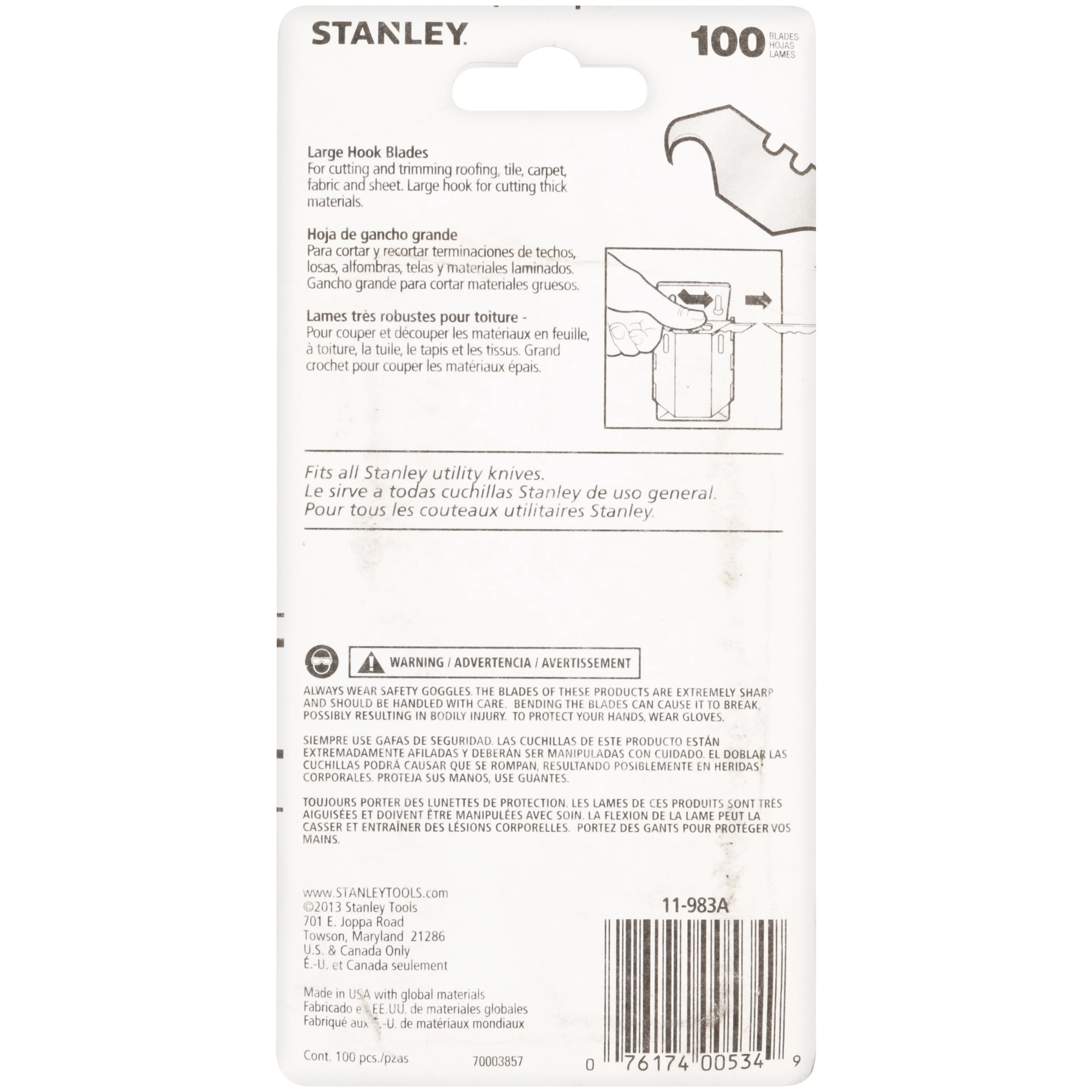 Stanley Large Hook Blades, 1 7/8 in, Steel