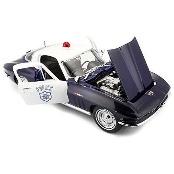 Maisto 1965 Chevrolet Corvette Blue and White Police 1/18 Diecast