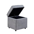 thumbnail image 3 of Cube en Lin Gris Clair Pouf - Rangement Caché - Pieds Castered, 3 of 7