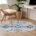 thumbnail image 4 of Round Rugs 4Ft, Vintage Ethnic Round Area Rug Washable Indoor Throw Carpet, Morocco Boho Farmhouse Abstract Texture Soft Non Slip Circle Rug for Kitchen Nursery Room Home Decor Aesthetic, 4 of 8