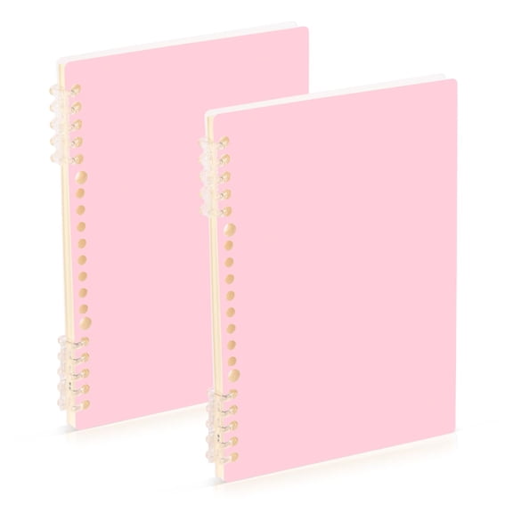 Soft Pink Notebooks 2 Pcs 1-subject Journal 60 Sheets A5 College Ruled Paper Detachable Ring 8.3"x5.7"
