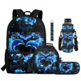thumbnail image 2 of Yuyamidu Dolphin Backpack for Girls 8-10 with Lunch Box, Pencil Pouch, Water Bottle Holder & Keychain, 5 Piece Set Kids School Bag 3rd-5th Grade, 17 Inch Lightweight Sturdy Bookbag with Multi Pocket, 2 of 7