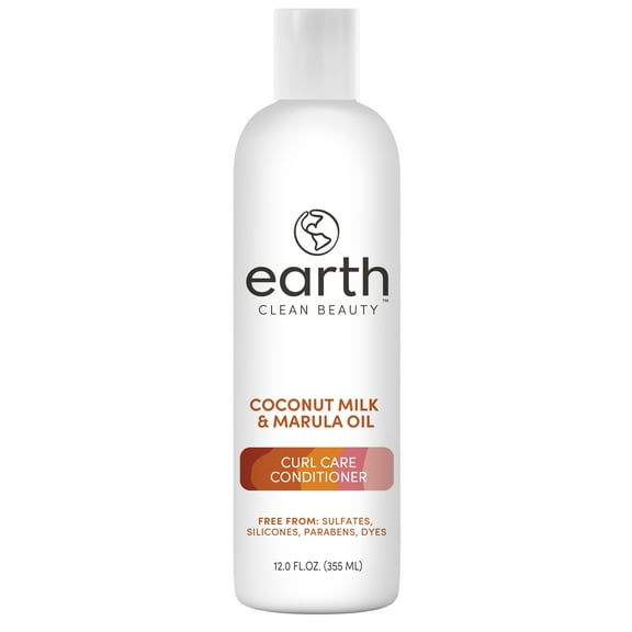 earth Clean Beauty Curl Care Conditioner, with Coconut Milk and Marula Oil, for All Curl Types, 12 fl oz.
