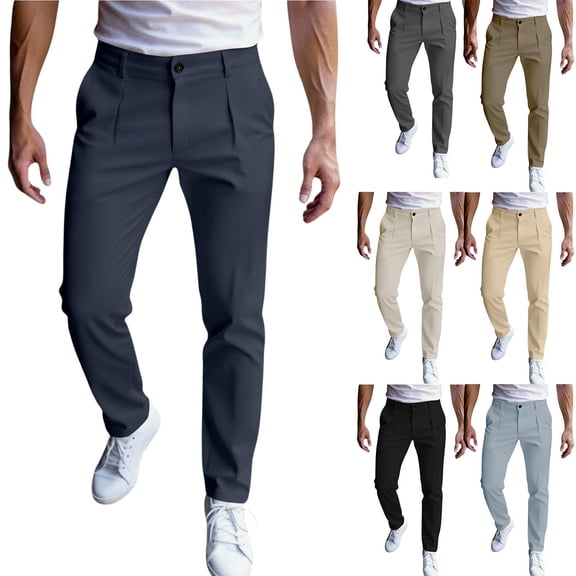 Mens Golf Pants Stretch Dress Work Comfy Chino Pants Flat Front Lightweight Quick Dry Casual Slim Fit Trousers with Pockets for Work office Bussiness Blue