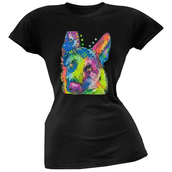 German Shepherd Neon Black Light Juniors T-Shirt - 2X-Large