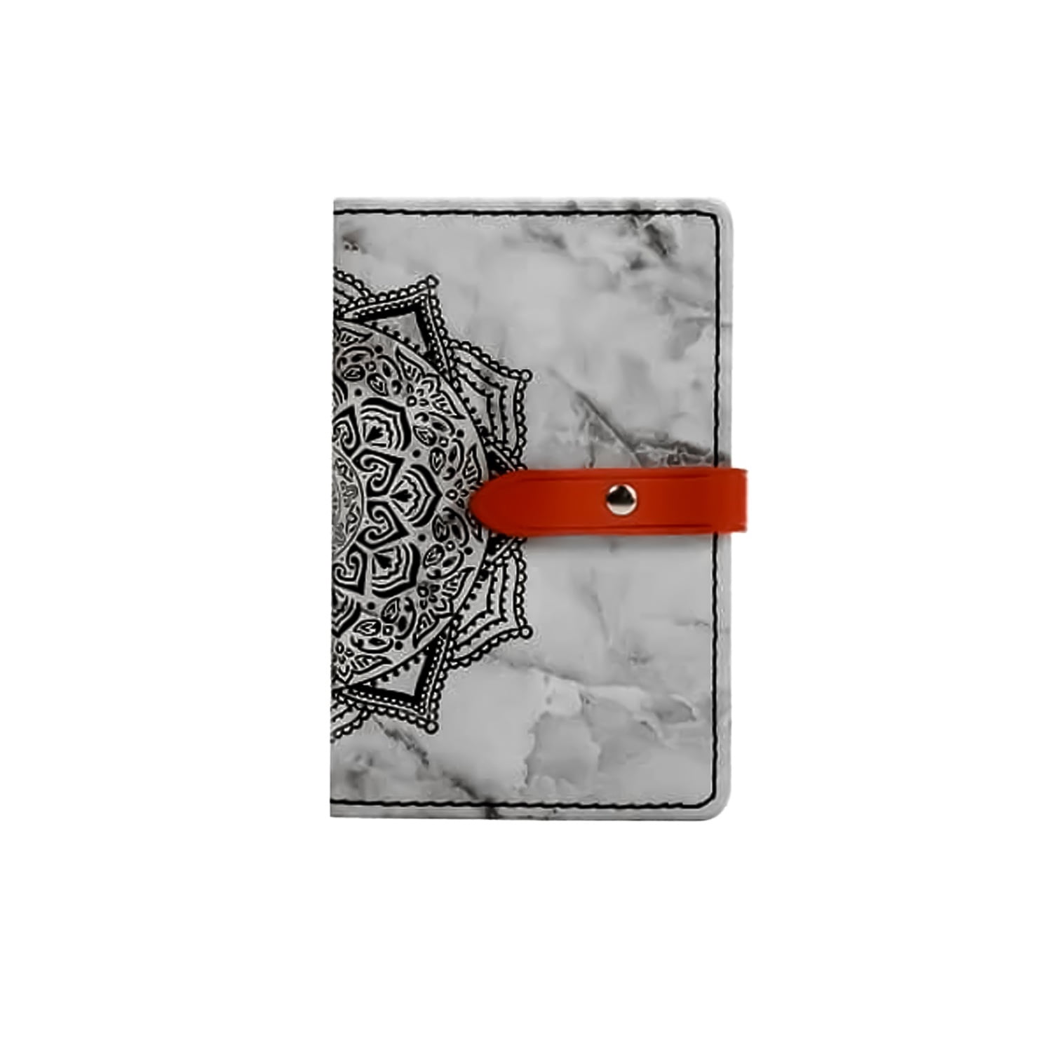 Universal Leather Phone Card Pocket Featuring Datura Flower Artwork - Dark Black