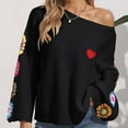 thumbnail image 6 of Juslio Women Sweaters Pullovers Women Tops Solid Crew Neck Long Sleeve Knit Black, 6 of 6