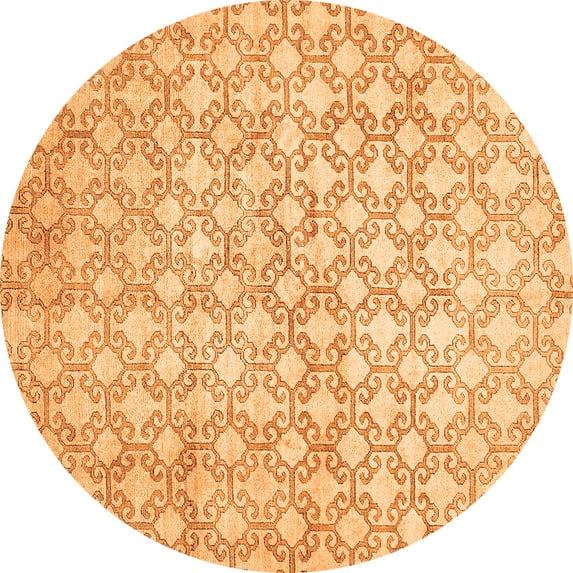Ahgly Company Indoor Round Abstract Orange Modern Area Rugs, 3' Round