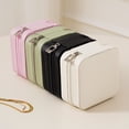 thumbnail image 5 of Jewelry Organizer for Travel, Small Jewelry Travel Case, Travel Ring Case, Earring Travel Case, 4X4X2 Inch Pink Leather Mini Jewelry Holder That Stores Earrings, Rings, Pendants, 5 of 5