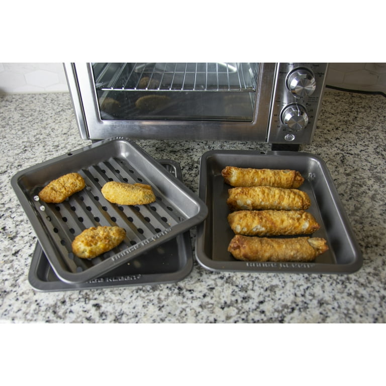 GoodCook 4-Piece Nonstick Steel Toaster Oven Set with Sheet Pan, Rack, Cake  Pan, and Muffin Pan, Gray 